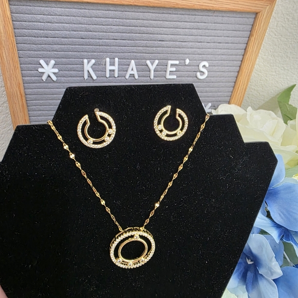Stainless Steel Necklace And Earrings Set With Stones Fashion Inspired Jewelry - Picture 1 of 5